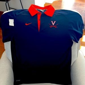 Nike Virginia Cavaliers Men's Polo Shirt Size L Dri-Fit SS Blue and Orange
